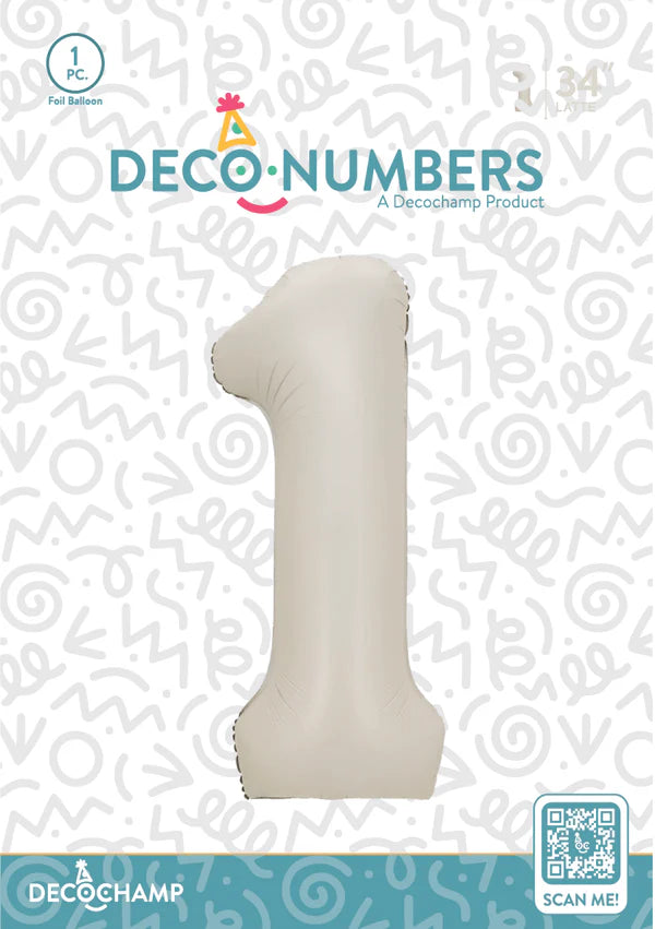 Latte Foil Number Balloons (0 to 9) - 34 in.