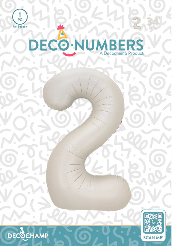 Latte Foil Number Balloons (0 to 9) - 34 in.