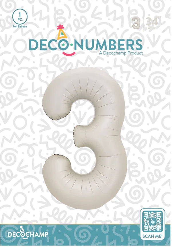 Latte Foil Number Balloons (0 to 9) - 34 in.