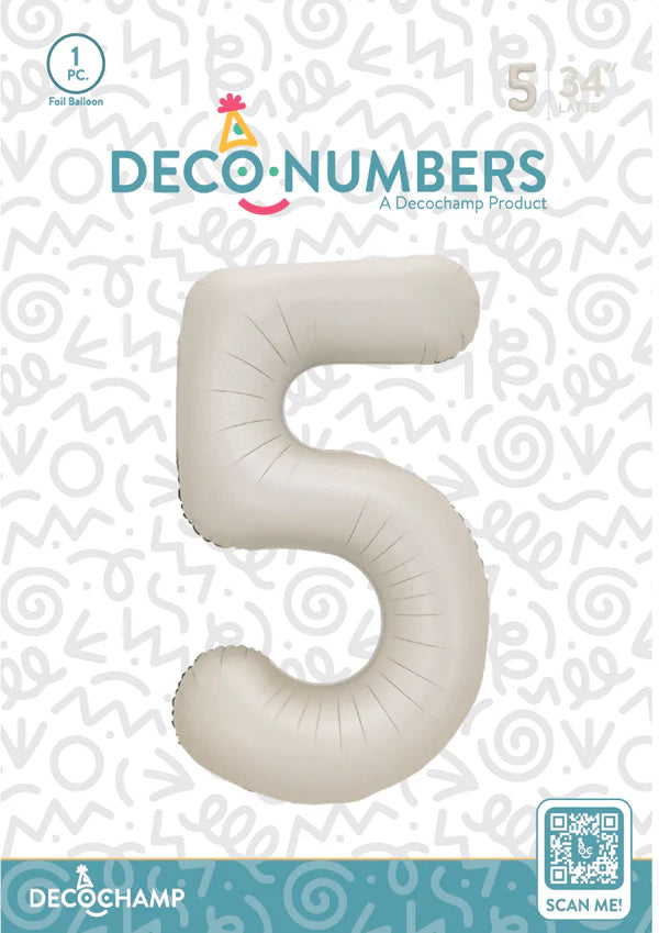 Latte Foil Number Balloons (0 to 9) - 34 in.