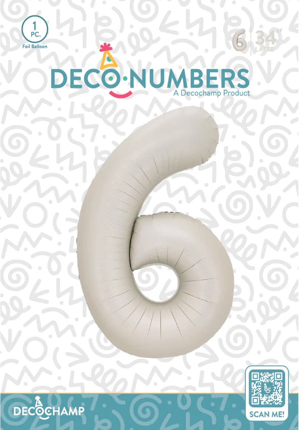 Latte Foil Number Balloons (0 to 9) - 34 in.