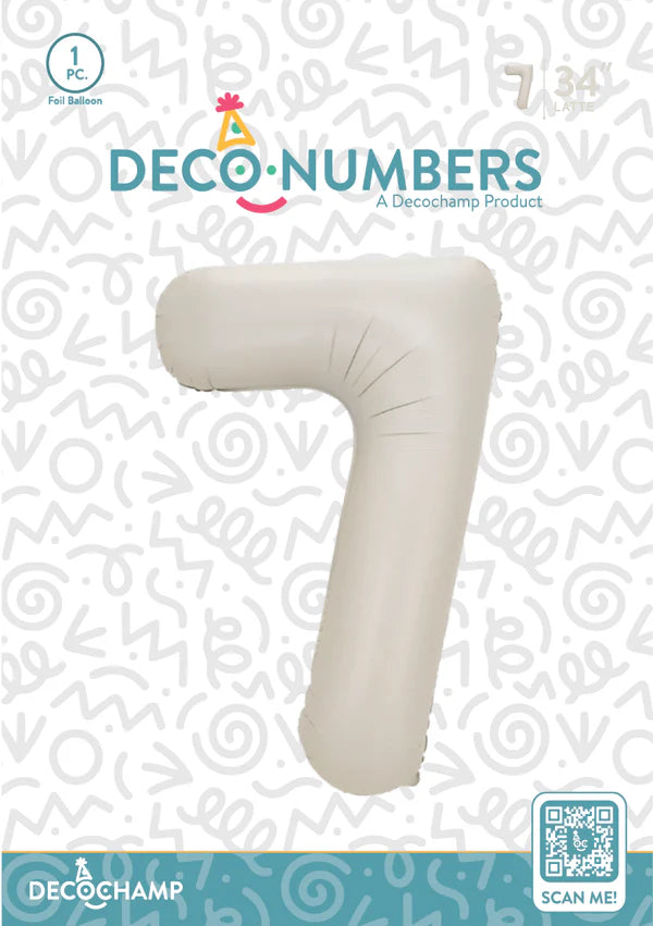 Latte Foil Number Balloons (0 to 9) - 34 in.