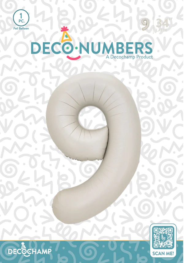Latte Foil Number Balloons (0 to 9) - 34 in.