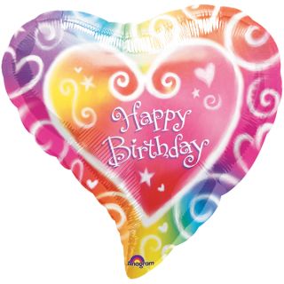 15"Birthday Watercolor foil