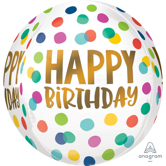 16" Happy Dots Birthday Orbz