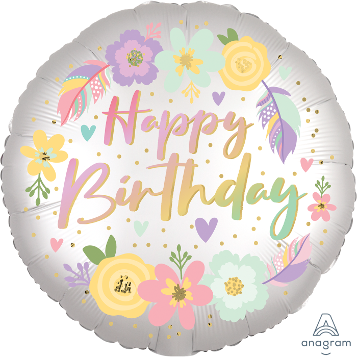 18" Boho Birthday Satin Flowers