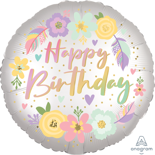 18" Boho Birthday Satin Flowers