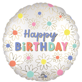 18" Satin Daisies Happy BIrthday