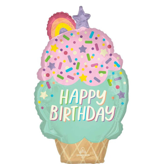 Ice Cream Party Birthday Foil Balloon 30in