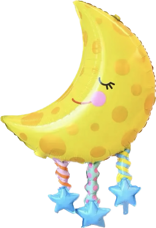 Smiley Sleepy Moon Tassel with Stars
