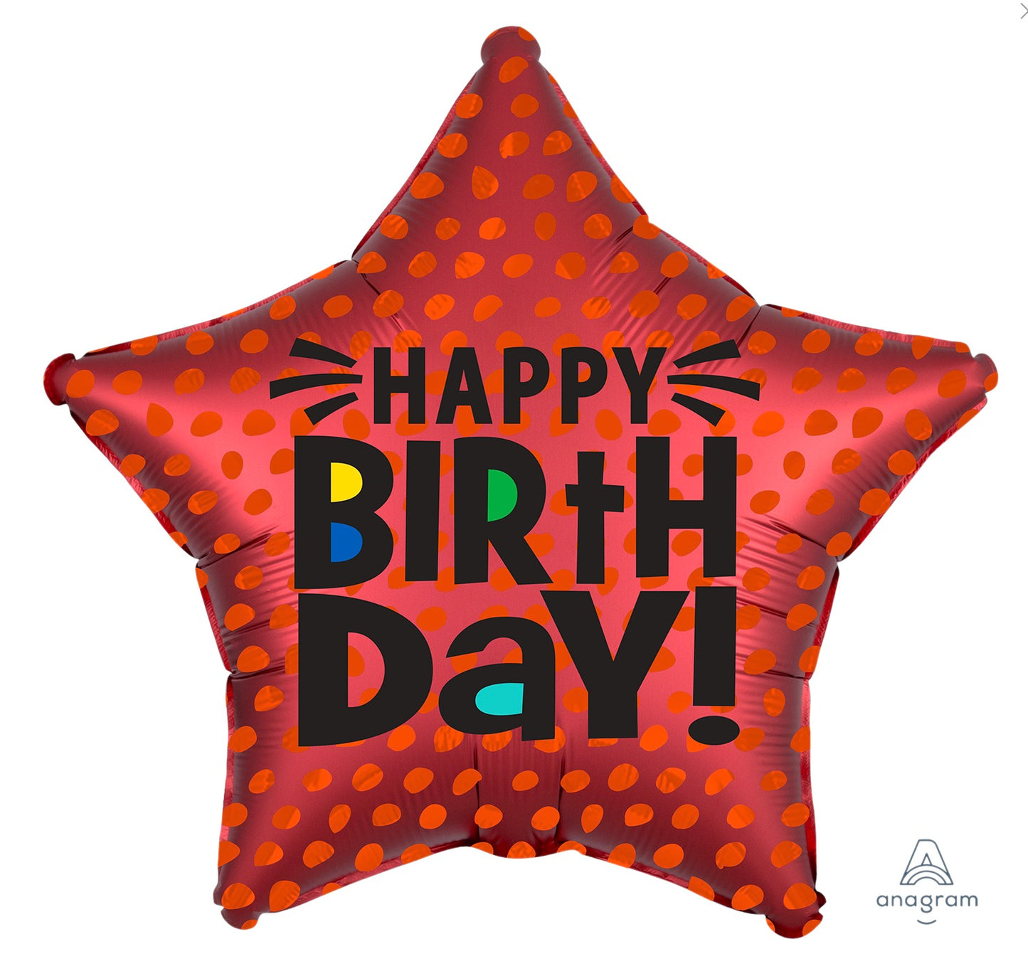 18" Satin Star Birthday Pkg