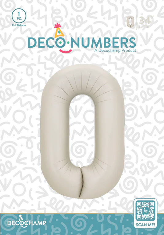 Latte Foil Number Balloons (0 to 9) - 34 in.