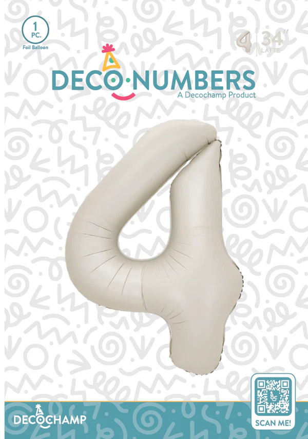 Latte Foil Number Balloons (0 to 9) - 34 in.