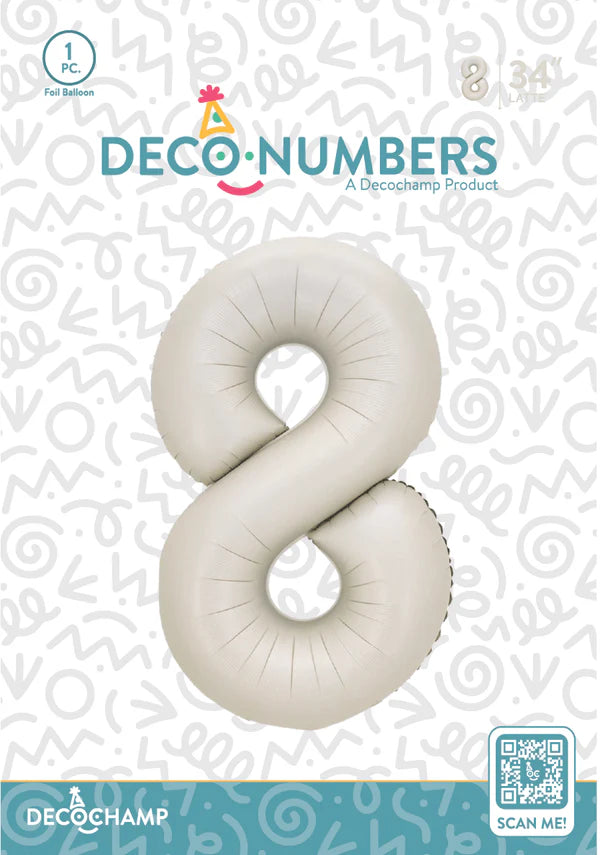 Latte Foil Number Balloons (0 to 9) - 34 in.