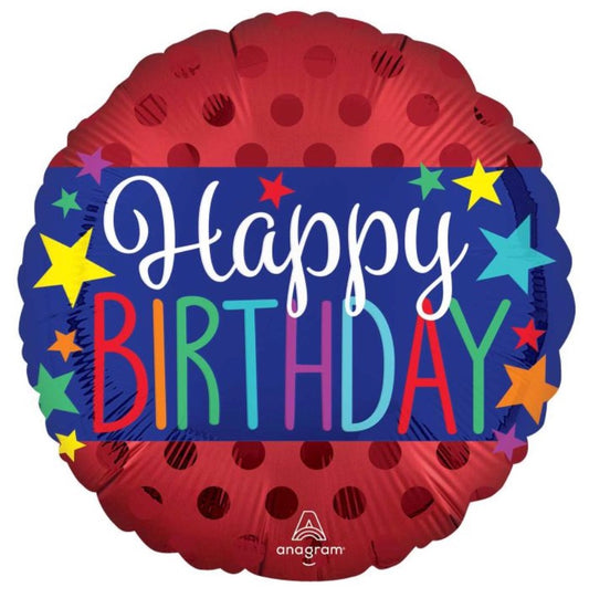 18" Brite Satin B'day Banner  Pkg