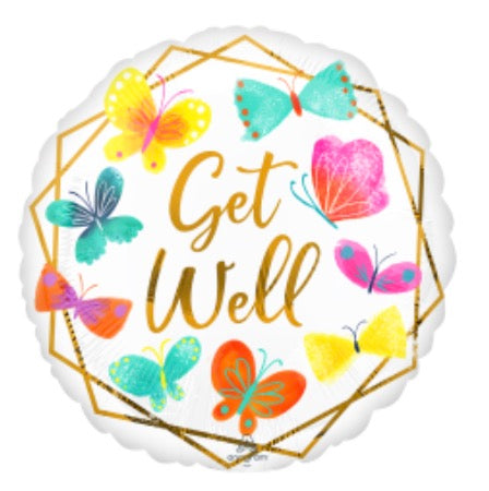 18" Get Well White & Gold