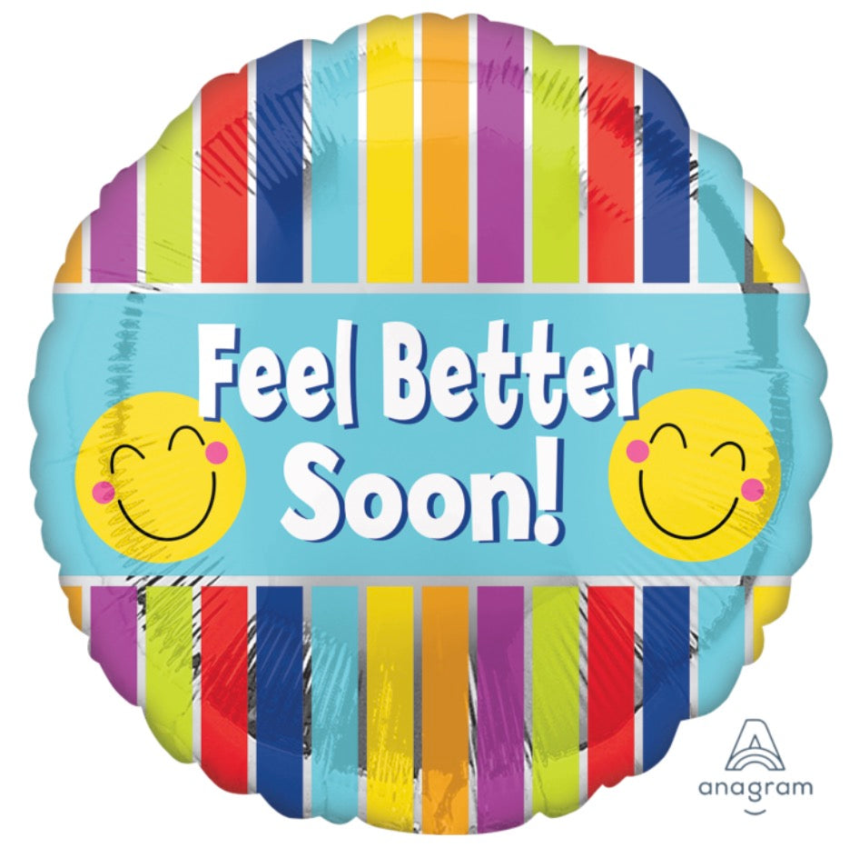 18" Get Well Smiles & Stripes  Pkg