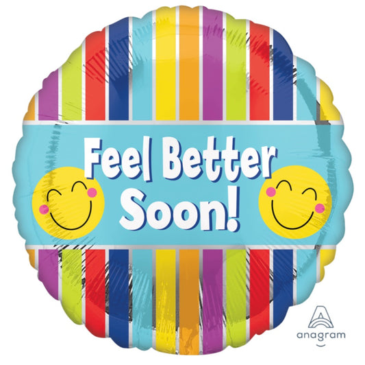 18" Get Well Smiles & Stripes  Pkg