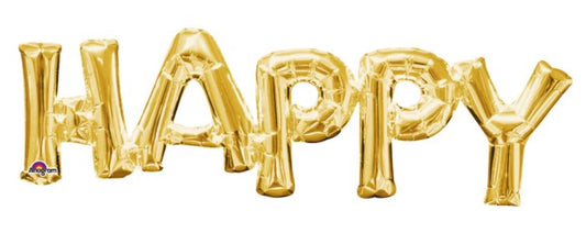 30" 'Happy' in Gold
