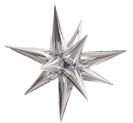27.5" Starburst 3D Foil Balloon UNIQUE Brand - Silver or Gold